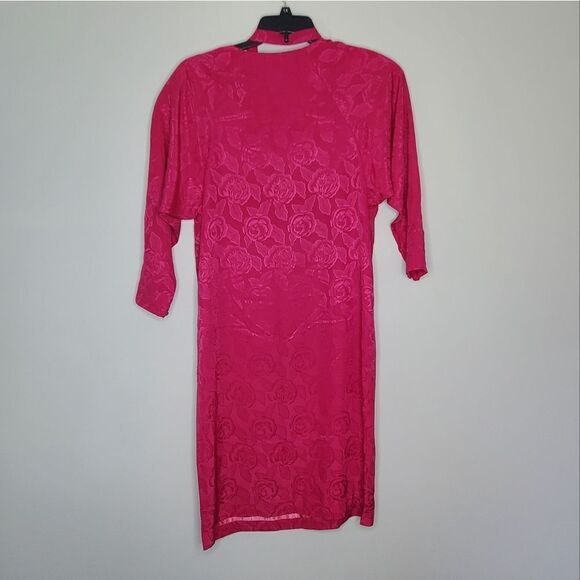 Ms. Chaus 14 Vintage Dress Magent Floral Print Lightweight - Picture 2 of 7